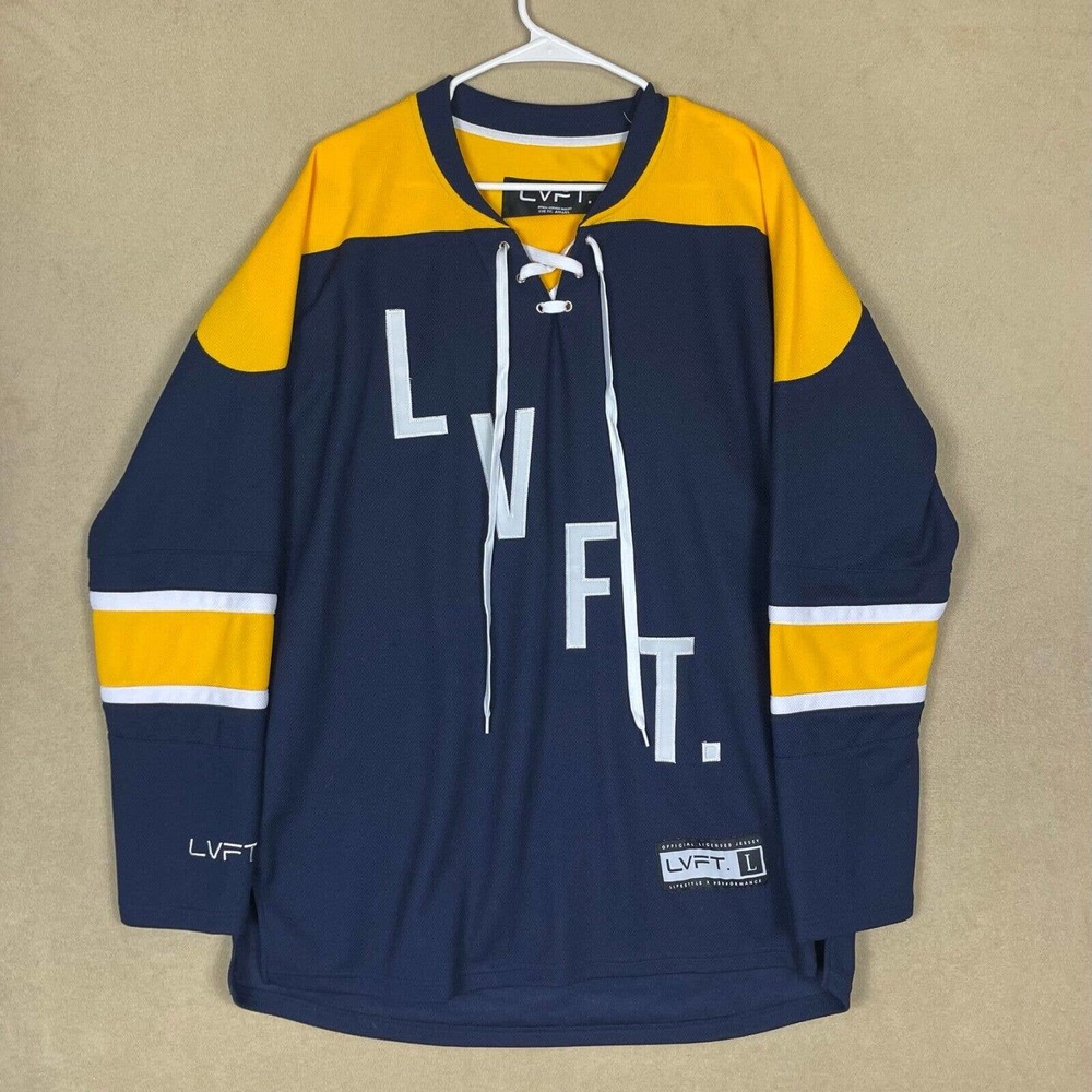 LVFT Live Fit Official Licensed Hockey Jersey Mens L‎ Blue Long Sleeve Oversized